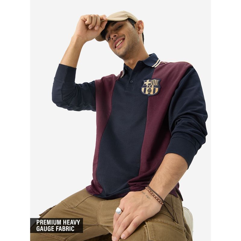 The Souled Store Official Fcb Love Of Football Men Rugby Polo T-Shirt (L)