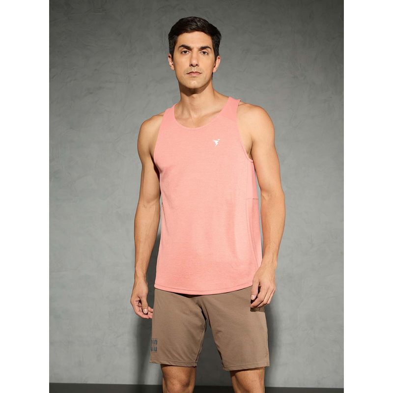 Technosport Men Melange Slim Fit Scoop Neck Sports Innerwear Peach Vest with TECHNOCOOL+ (XL)