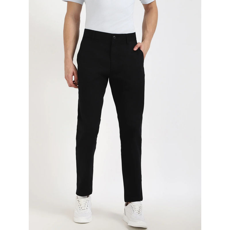 Calvin Klein Black Tapered Fit Solid Mid Rise Chinos (32)