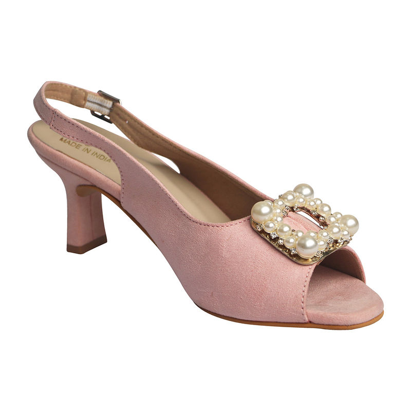 Bowtoes Pearl Peep Toes Heels Pink Embellished (EURO 36)