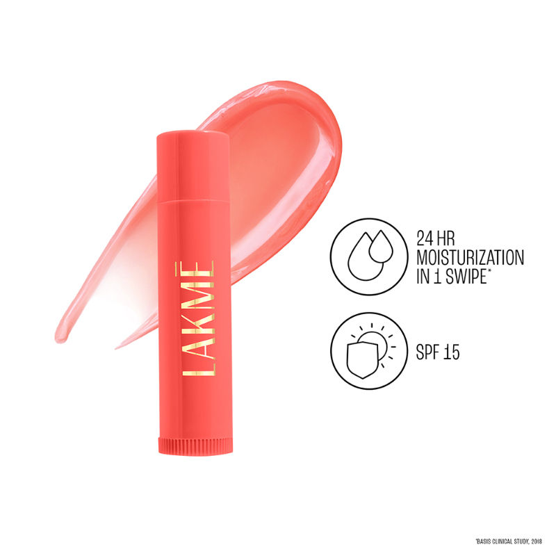 Lakme Lip Love Care Stick Apricot, 24hr Moisturization in 1 swipe, with SPF 15, 4.5g