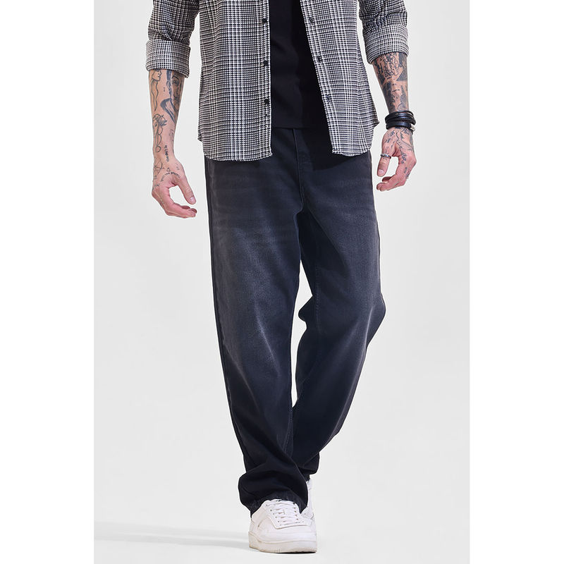 Snitch Black Mid Rise Straight Fit Jeans (34)