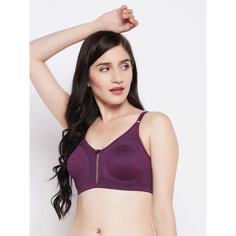 Clovia Cotton Solid Non-Padded Full Cup Wire Free Full Figure Bra - Purple (32C)