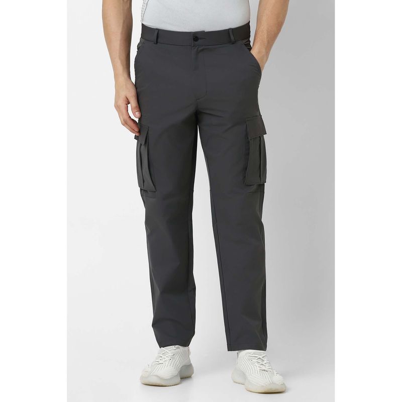 Van Heusen Men Grey Solid Regular Fit Casual Cargo Pant (36)
