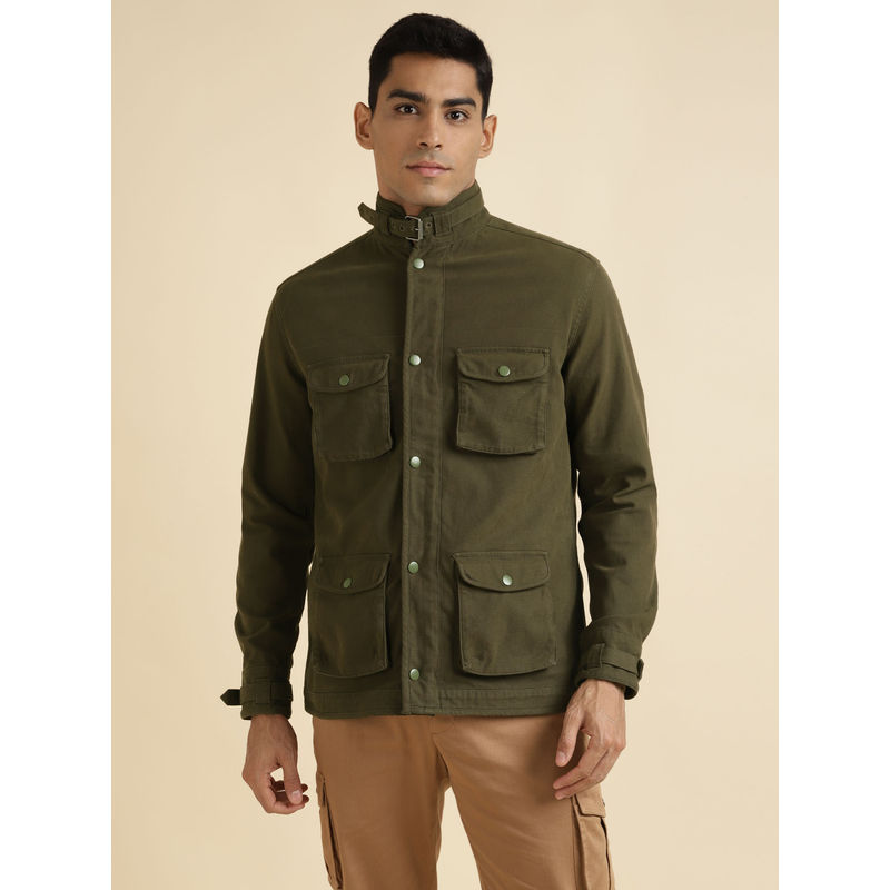 Andamen Olive Mens Full Sleeve Overshirt Regular Fit (S)