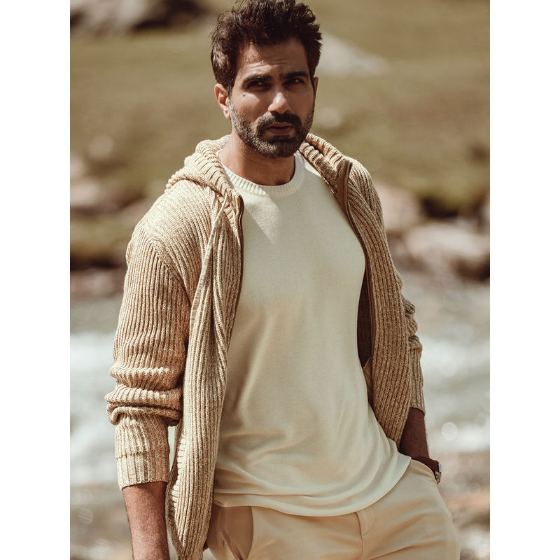 Andamen Khaki Mens Full Sleeve Hoodie Regular Fit (S)