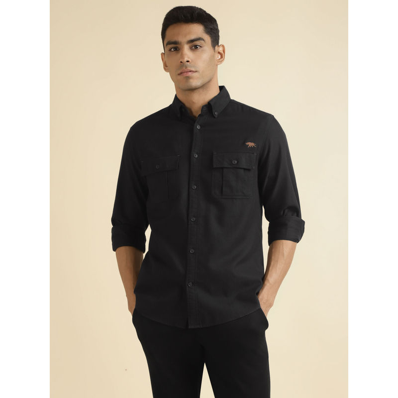 Andamen Black Mens Full Sleeve Shirt Slim (S)
