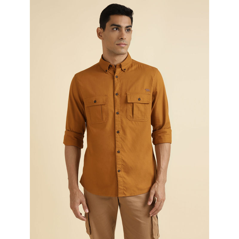 Andamen Brown Mens Full Sleeve Shirt Regular Fit (S)