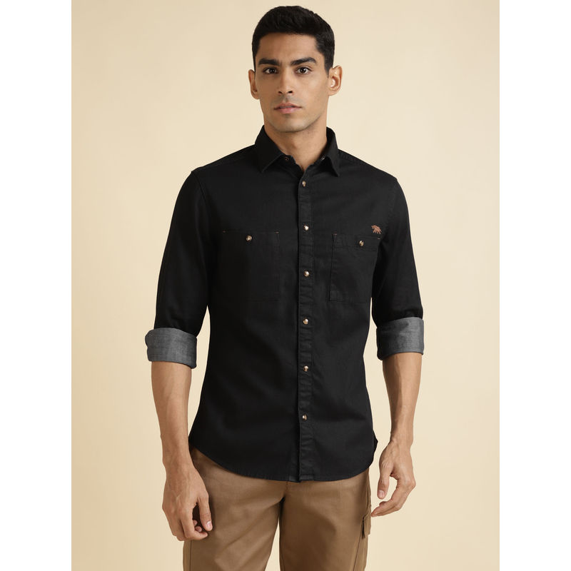 Andamen Black Mens Full Sleeve Shirt Regular Fit (S)