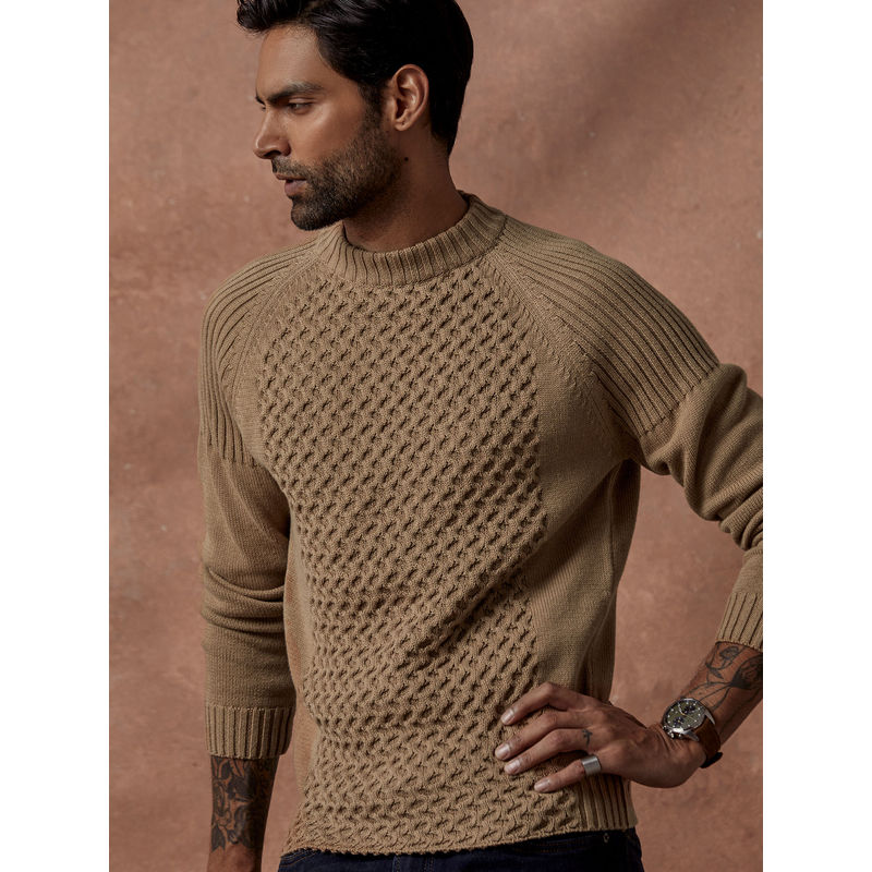 Andamen Khaki Mens Full Sleeve Pullover Regular Fit (M)