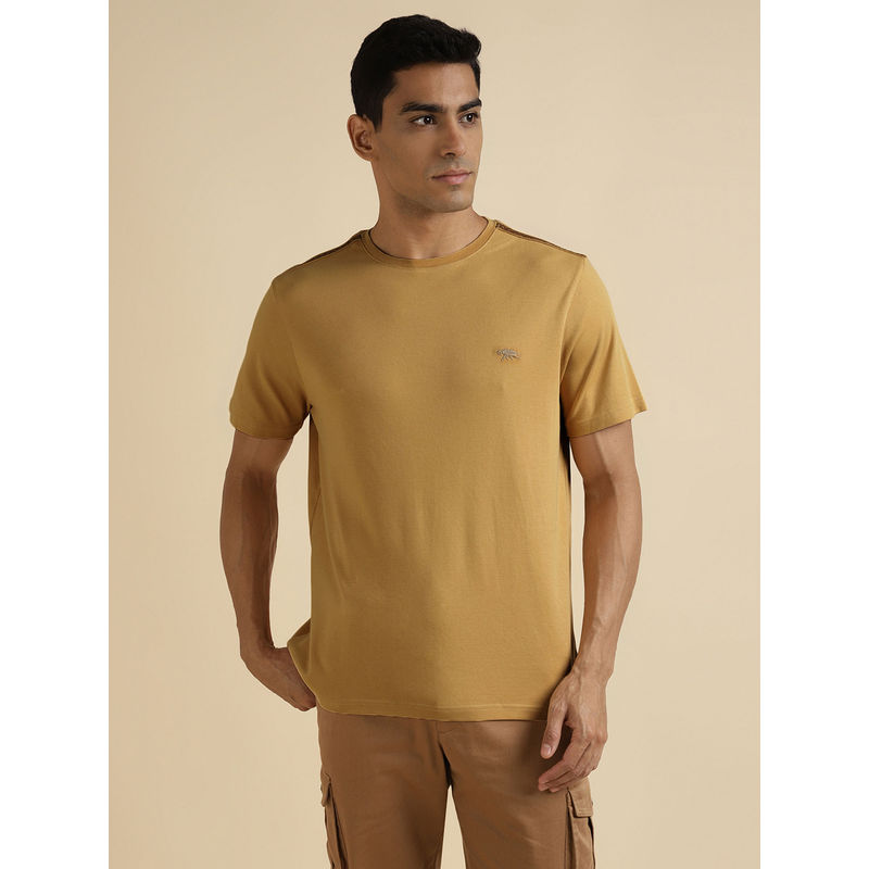 Andamen Beige Mens Half Sleeve Crew Neck Regular Fit (L)
