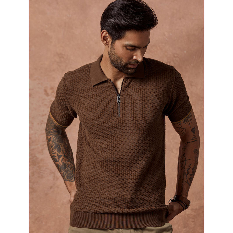 Andamen Brown Mens Half Sleeve Polo T-Shirt Regular Fit (XL)