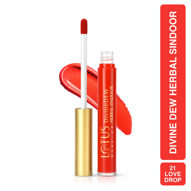 Lotus Make-Up Divine Dew Herbal Liquid Sindoor Love Drop, Water & Smudge Resistant - Red