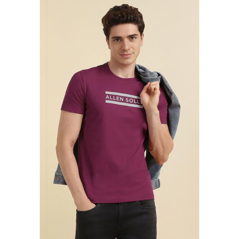 Allen Solly Men Purple Crew Neck T-shirt (XL)