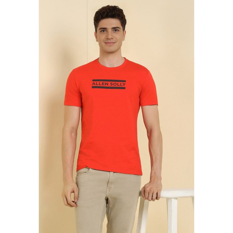 Allen Solly Men Red Crew Neck T-shirt (M)