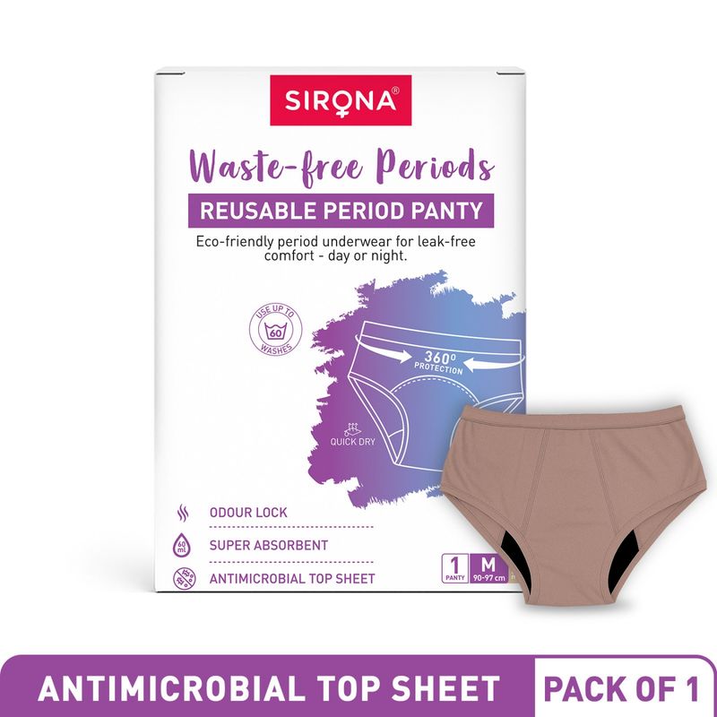 Sirona Reusable Period Panties for Women – Medium (1 Pc), Leak Proof Protection, Soft & Washable