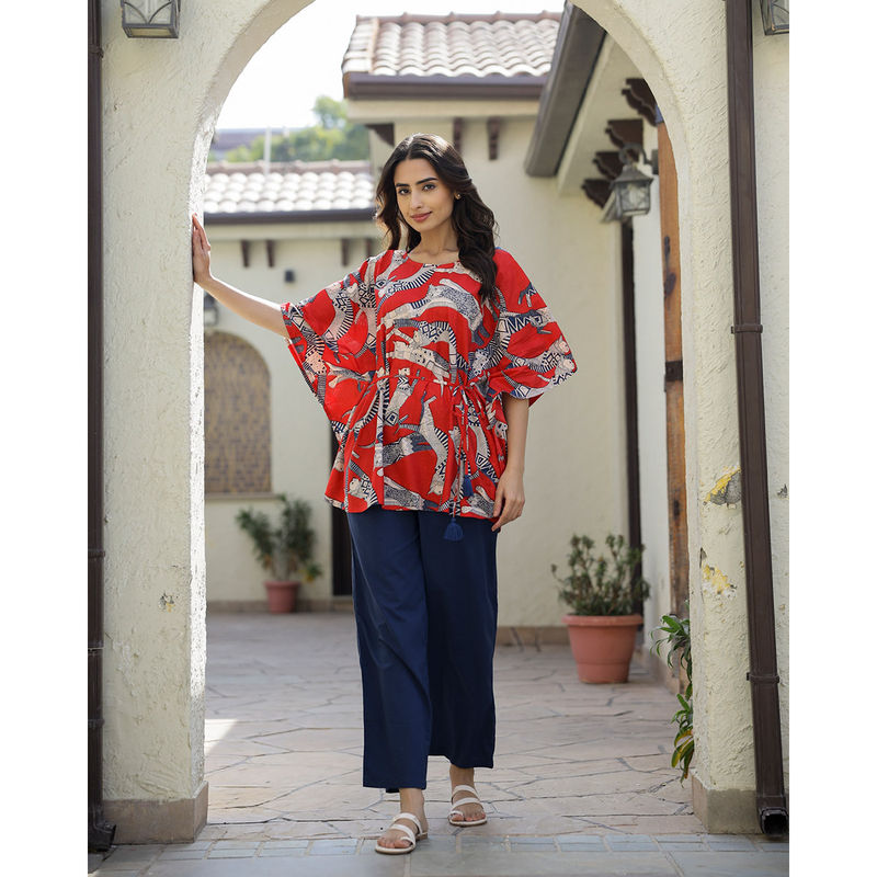 SAY Women Pure Cotton Kaftan Night Suit (Set of 2) (M)