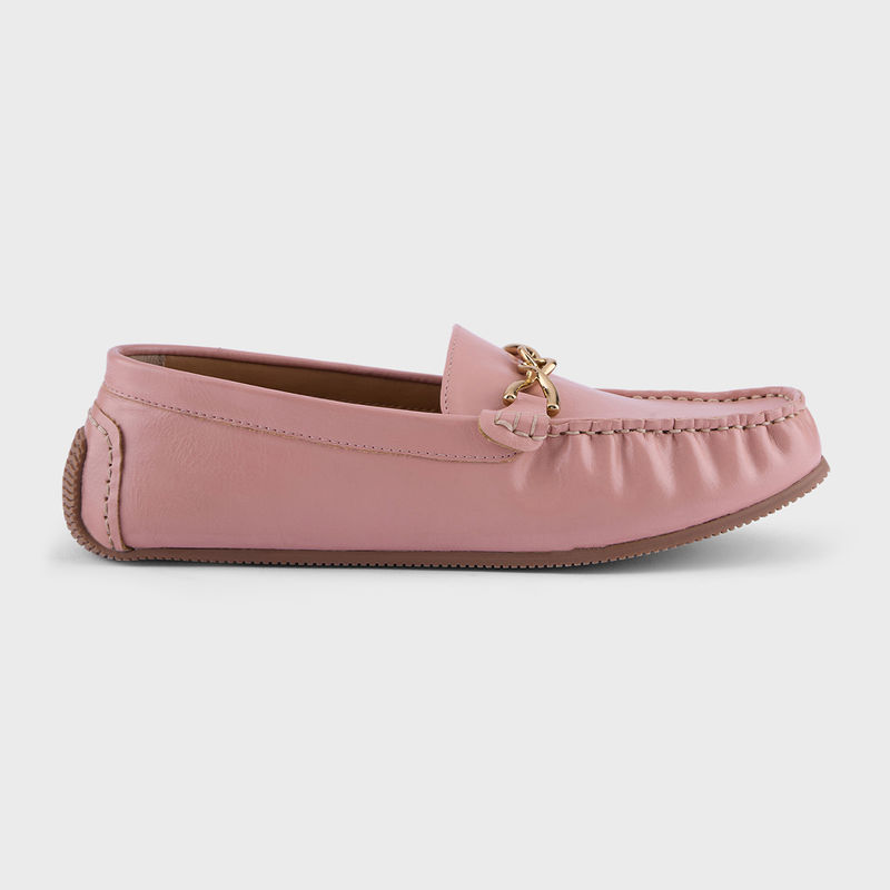 IYKYK by Nykaa Fashion Blush Pink Round Toe Metal Trim Loafer Flats (EURO 36)