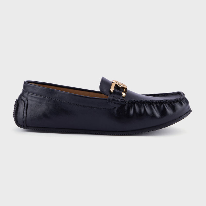 IYKYK by Nykaa Fashion Black Round Toe Chain Trim Loafer Flats (EURO 38)