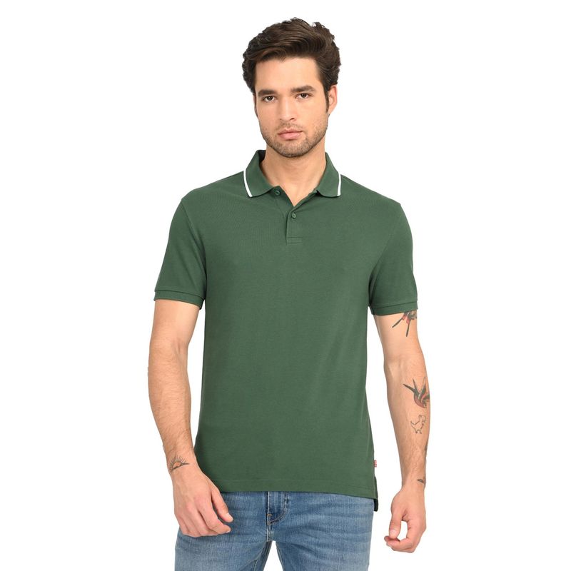 Levi's Mens Solid Dark Green Polo T-Shirt (S)