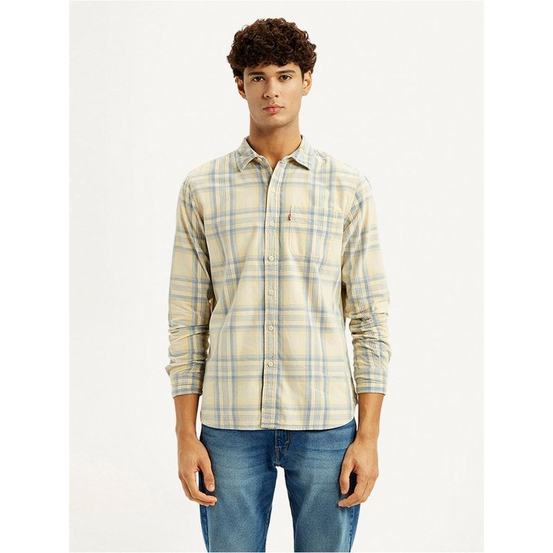 Levi's Mens Checks Yellow Slim Fit Corduroy Shirt (M)