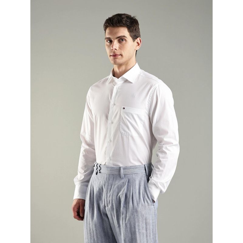 Tommy Hilfiger Mens Solid Regular Fit Cotton Woven Shirt (46)
