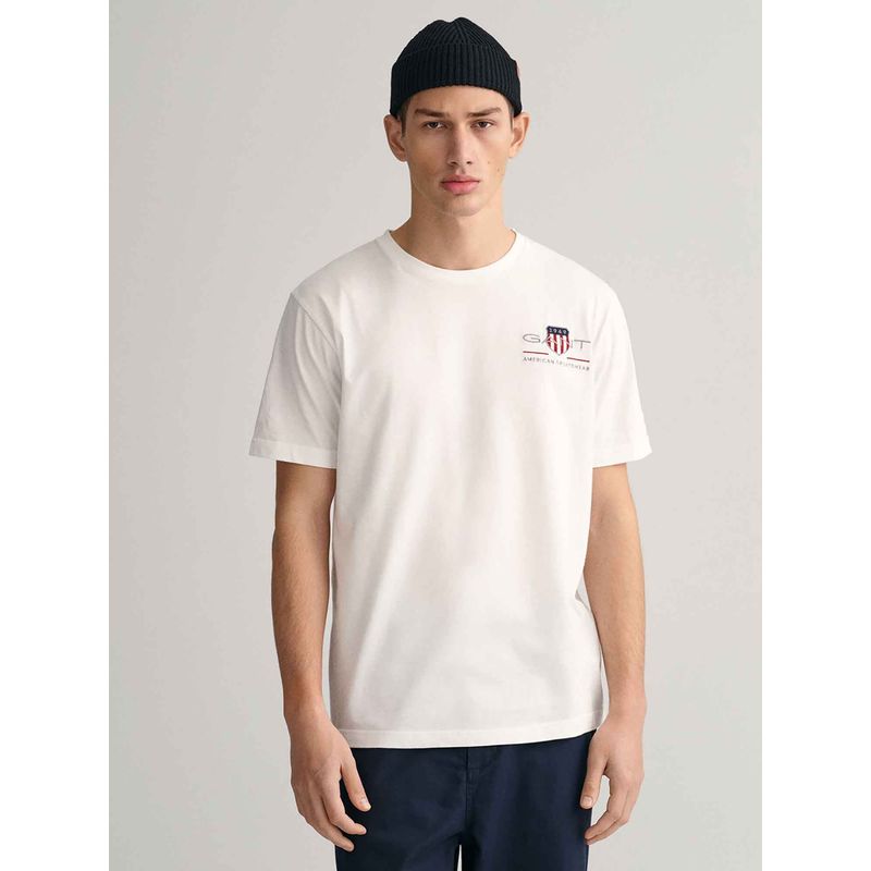 GANT Mens White Regular Fit Archive Shield T-Shirt (S)