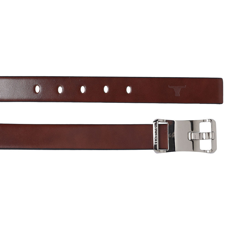 Bulchee Men's Italian Leather Shiny Buckle Belt (Formal, Tan) (S)
