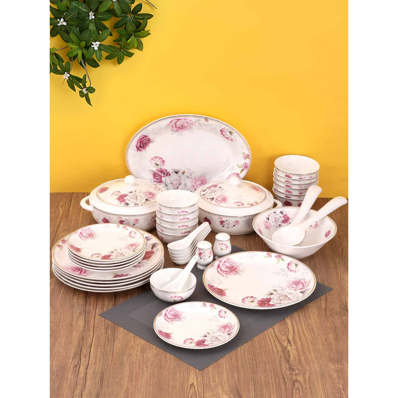 CLAY CRAFT Fine Ceramic Flower Printed Dinner Set 40 Pieces Buy CLAY