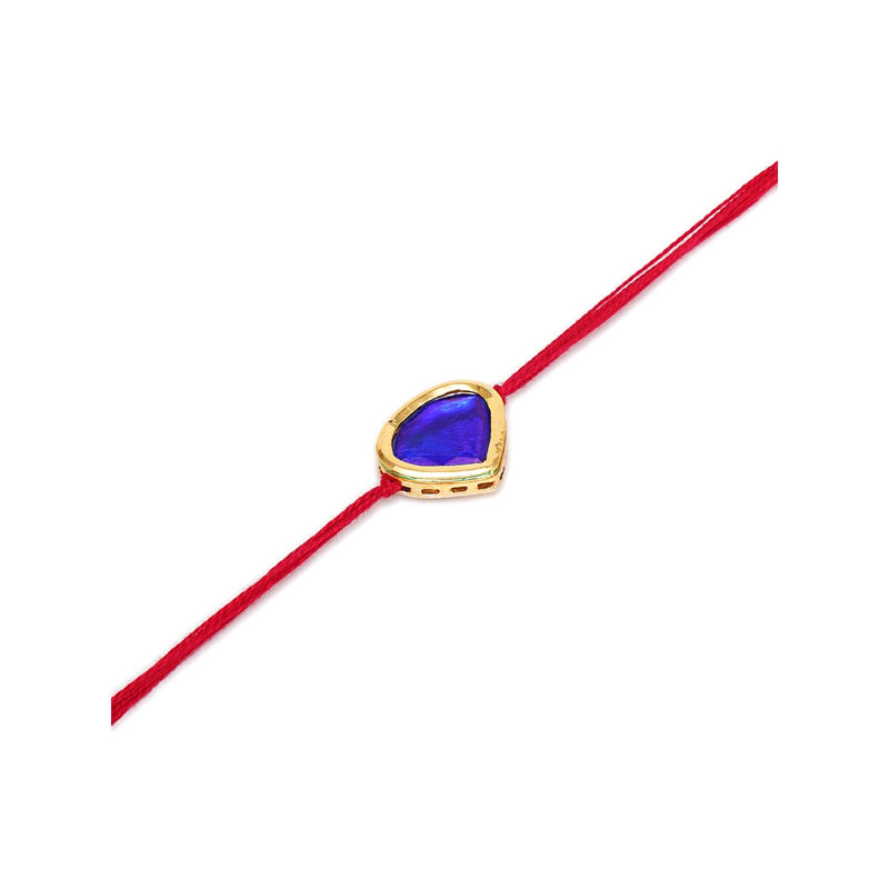 Buy Ruby Raang Studio Paan Shaped Single Stone Kundan Rakhi Online