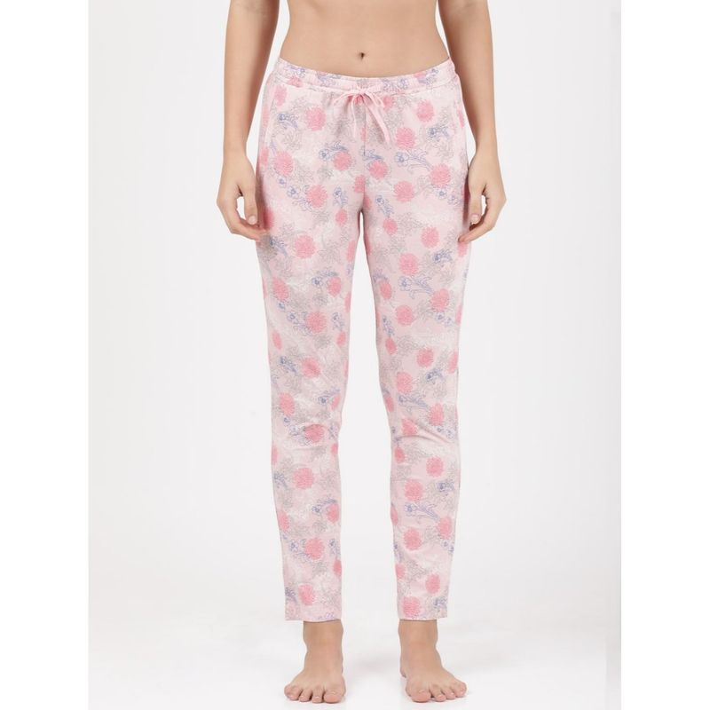 Jockey Rx47 Women's Super Combed Cotton Printed Pyjama With Side Pockets Pink (L)