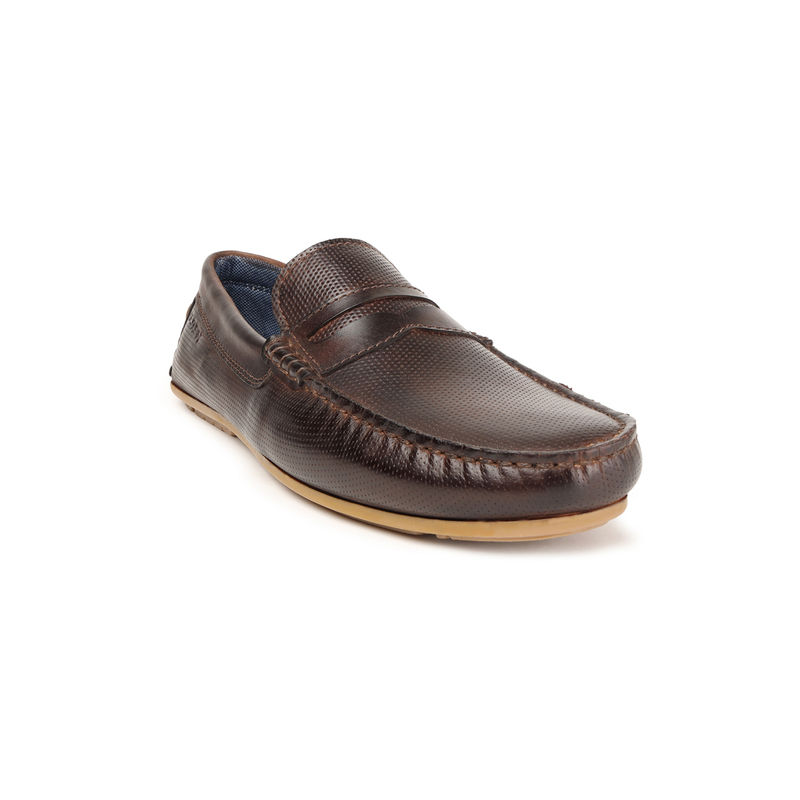 MASABIH Men Genuine Leather Brown Flat Sole Loafers (EURO 40)