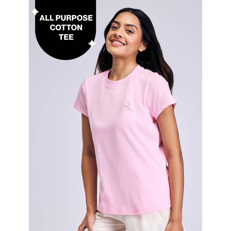 Nykd By Nykaa Breathe Cotton All Purpose Multi-Tasking Tee NYAT513 Pink (XL)