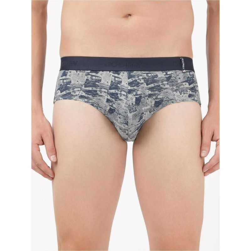 Jockey US52 Men Super Combed Cotton Printed Brief - Nickle (L)