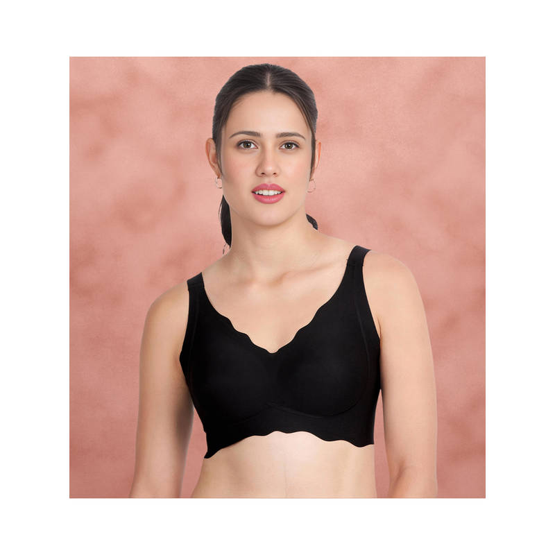 Shyaway Black Beauty Broad Wing Support Padded T-Shirt Bra (2XL)