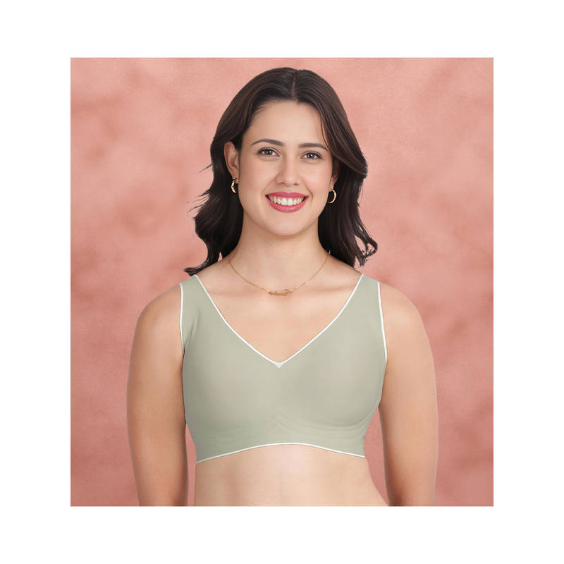 Shyaway Frost Green Contrast Border Removable Padding T-Shirt Bra (3XL)