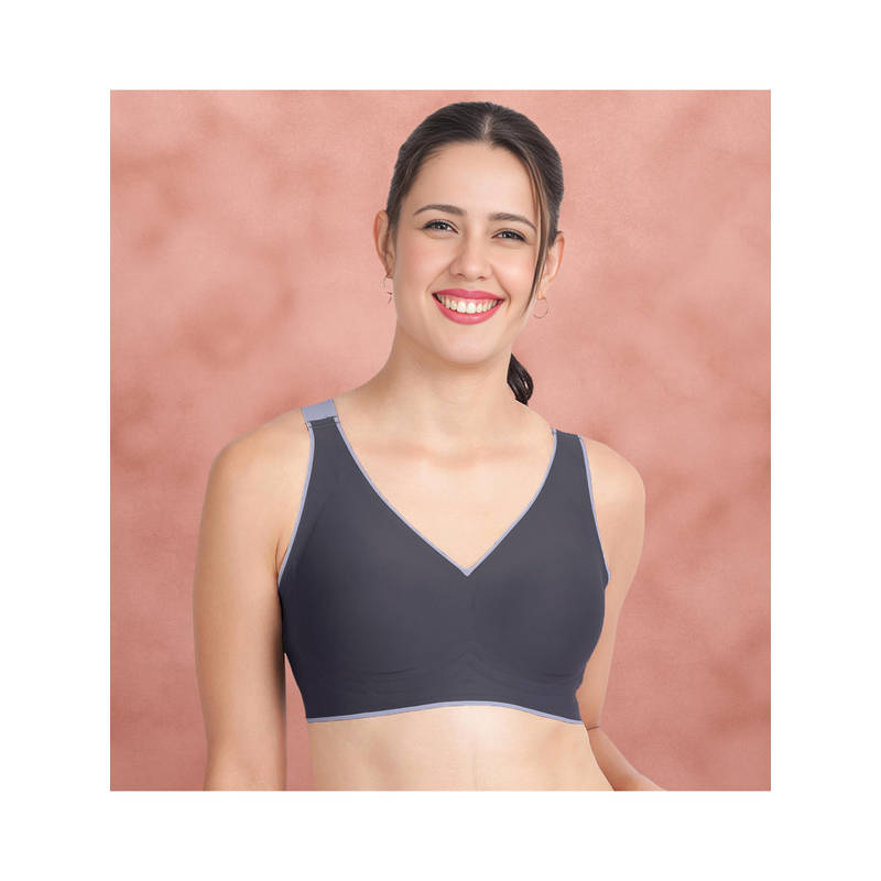 Shyaway Thunderstorm Grey Contrast Border Removable Padding T-Shirt Bra (3XL)
