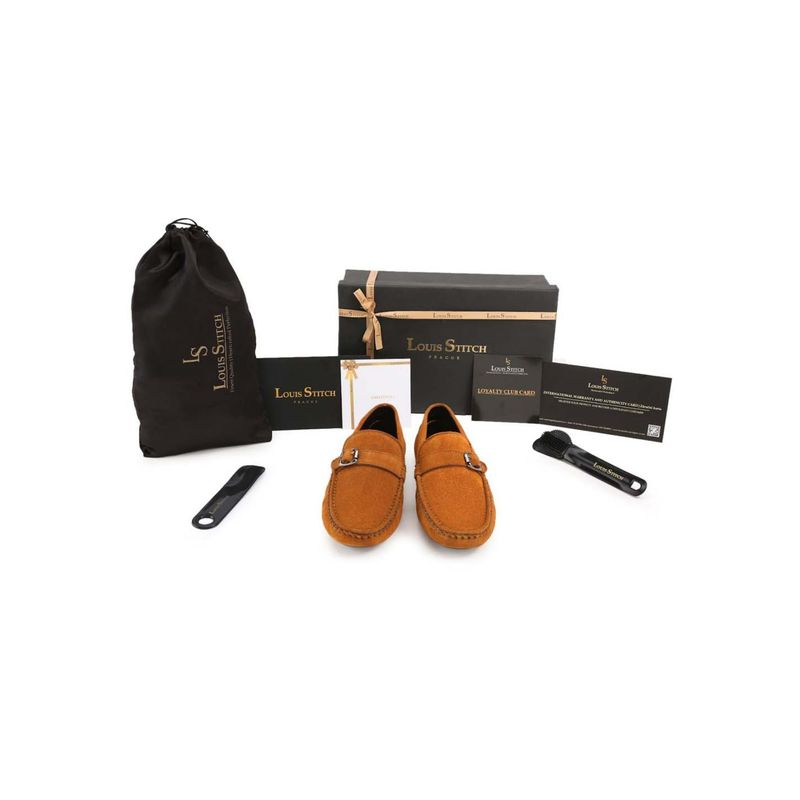 Louis Stitch Italian Moccasins Tortilla Brown Suede Plain Loafers for Men (UK 6)