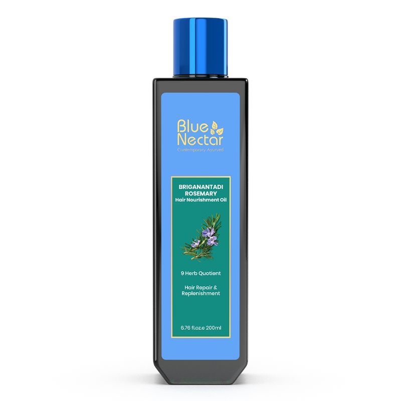 Blue Nectar Hair Oil with Rosemary for Hair Nourishment, Hair Repair & Growth