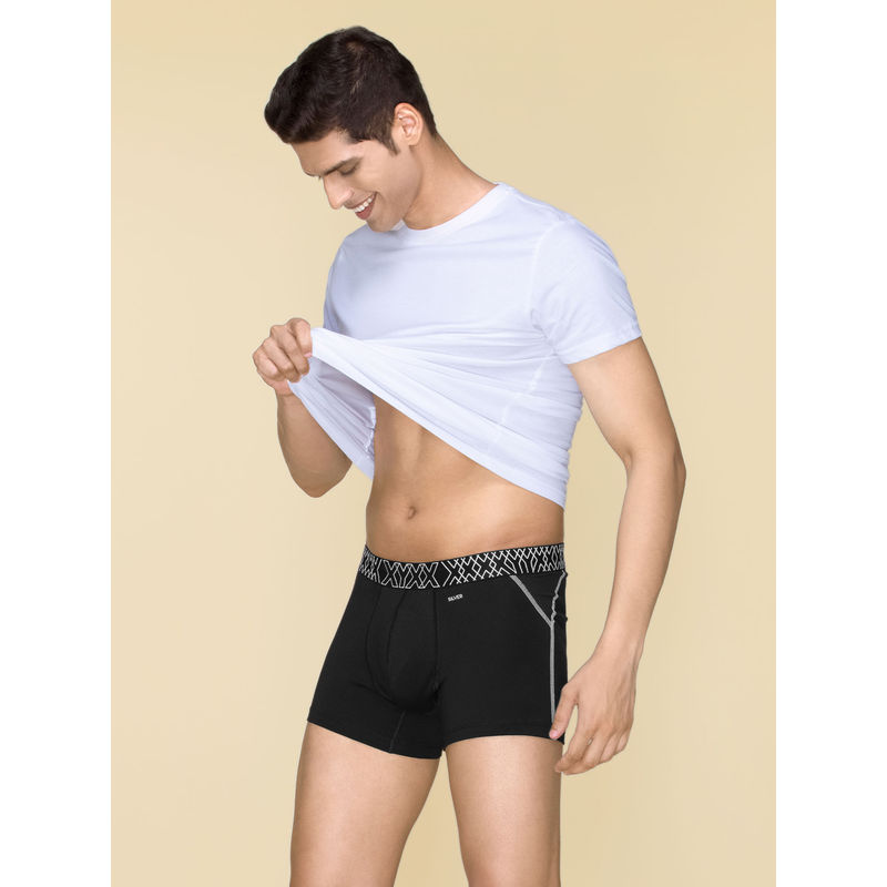 XYXX Sprint Super Combed Cotton Trunk Underwear for Mens-Black (XL)