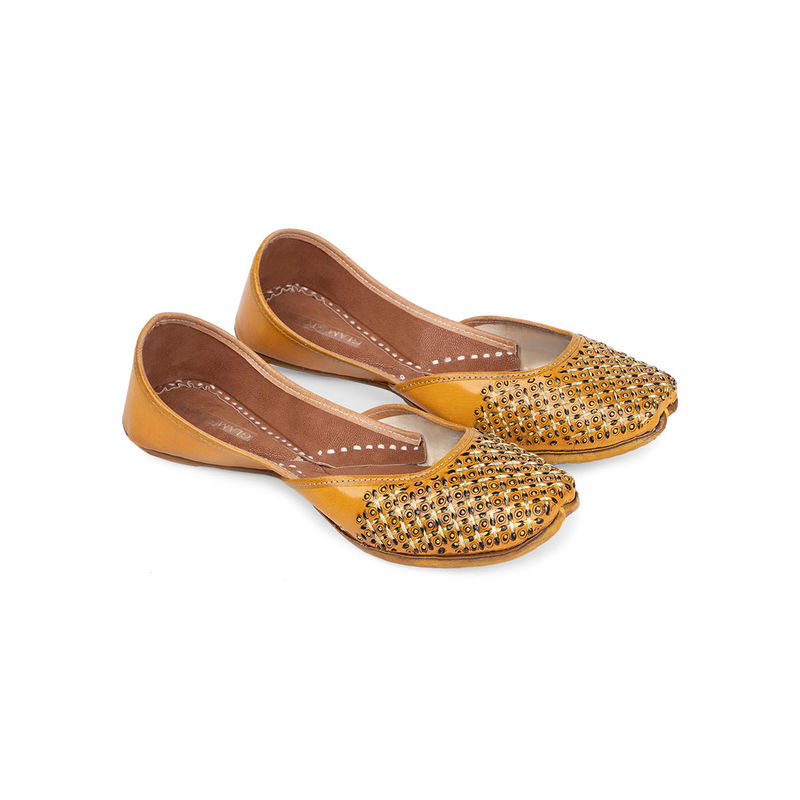 Brown Vegan Leather Jutti With Zardosi Work main image 0
