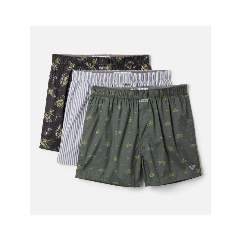 Columbia Men Multi-Color Pfg Printed Woven Boxers (Pack of 3) (L)