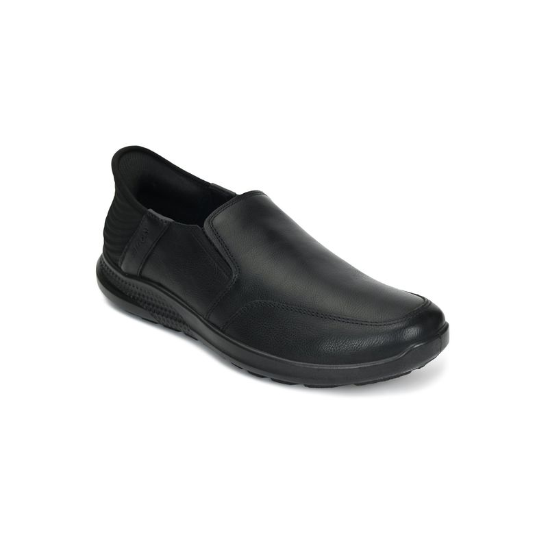 ERGON Mens Black Leather Slip-On Loafers (UK 8)