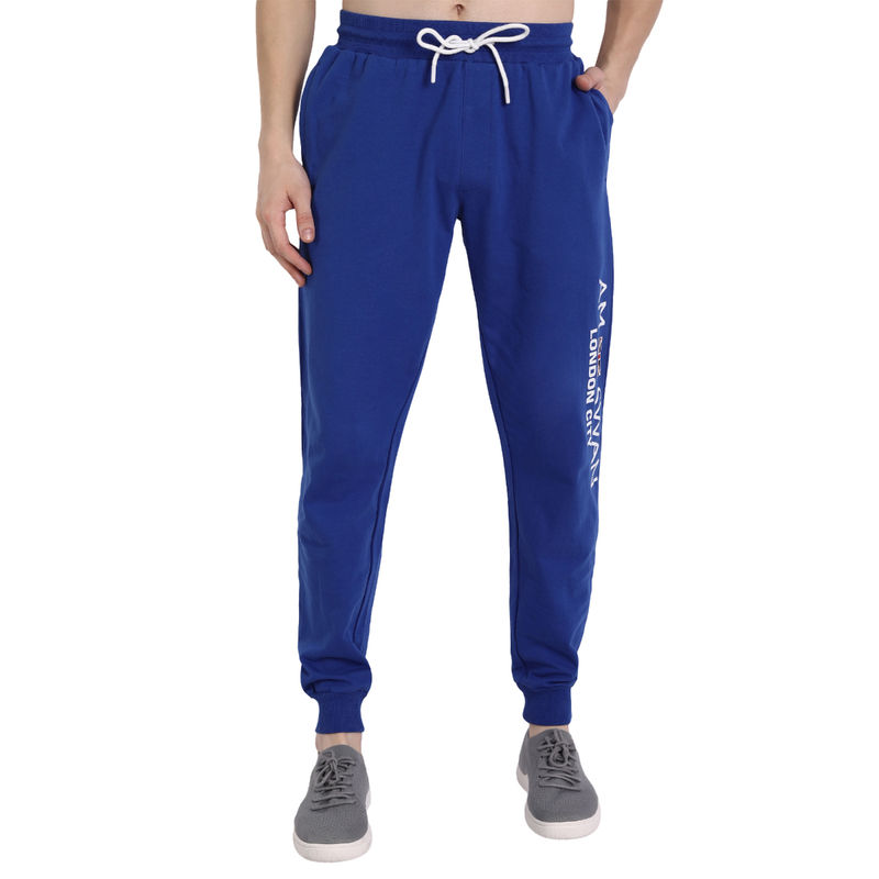 AM SWAN Premium Cotton Printed Joggers In Blue (30)