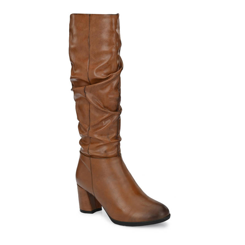 Delize Womens Brown Knee Length Chelsea Boots (EURO 36)