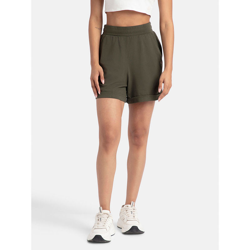 Jockey A157 Women Super Combed Cotton Rich Straight Fit Shorts - Deep Depths (M)