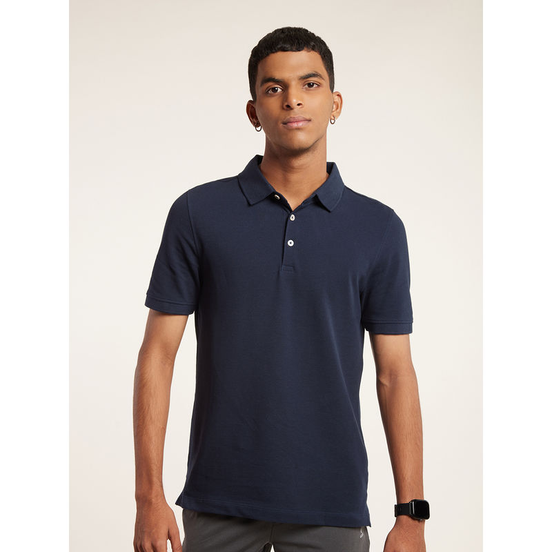GLOOT Anti Stain & Anti Odor Cotton Polo with No Curl Collar - GLA001 Navy Blue (XL)