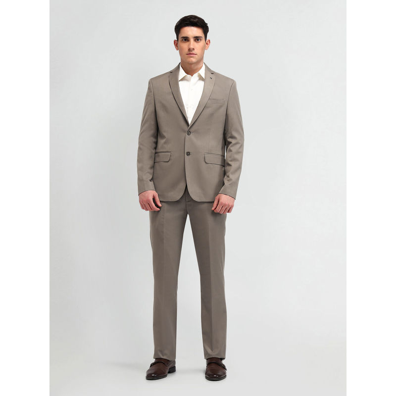 Arrow Solid Brown Full Sleeves Formal Suit Blazer with Pant (Set of 2) (38)