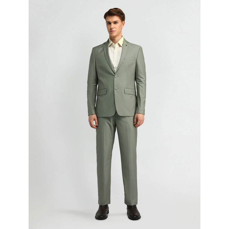 Arrow Solid/Plain Green Full Sleeves Formal Suit Blazer with Pant (Set of 2) (36)