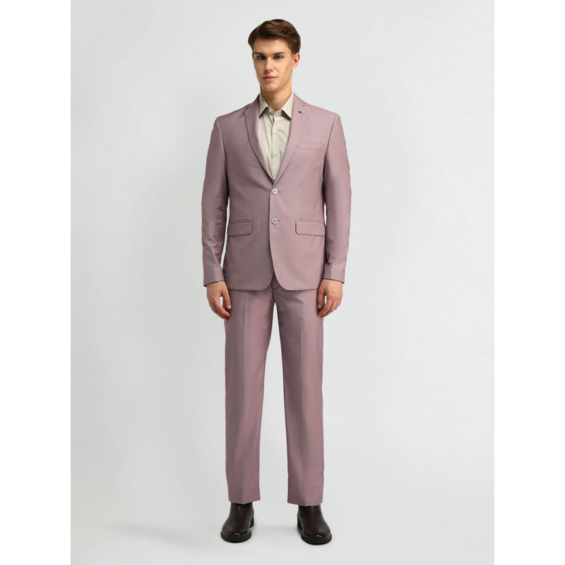 Arrow Solid/Plain Pink Full Sleeves Formal Suit Blazer with Pant (Set of 2) (40)